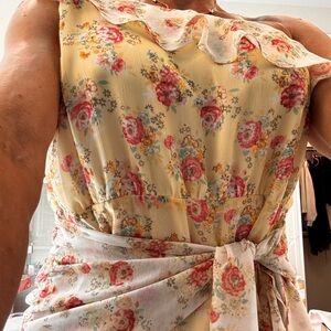 MAJORELLE Floral Midi Dress - Yellow and Pink